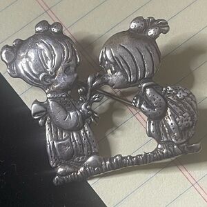 Sterling Precious Moments Vintage Sisters  Brooch
